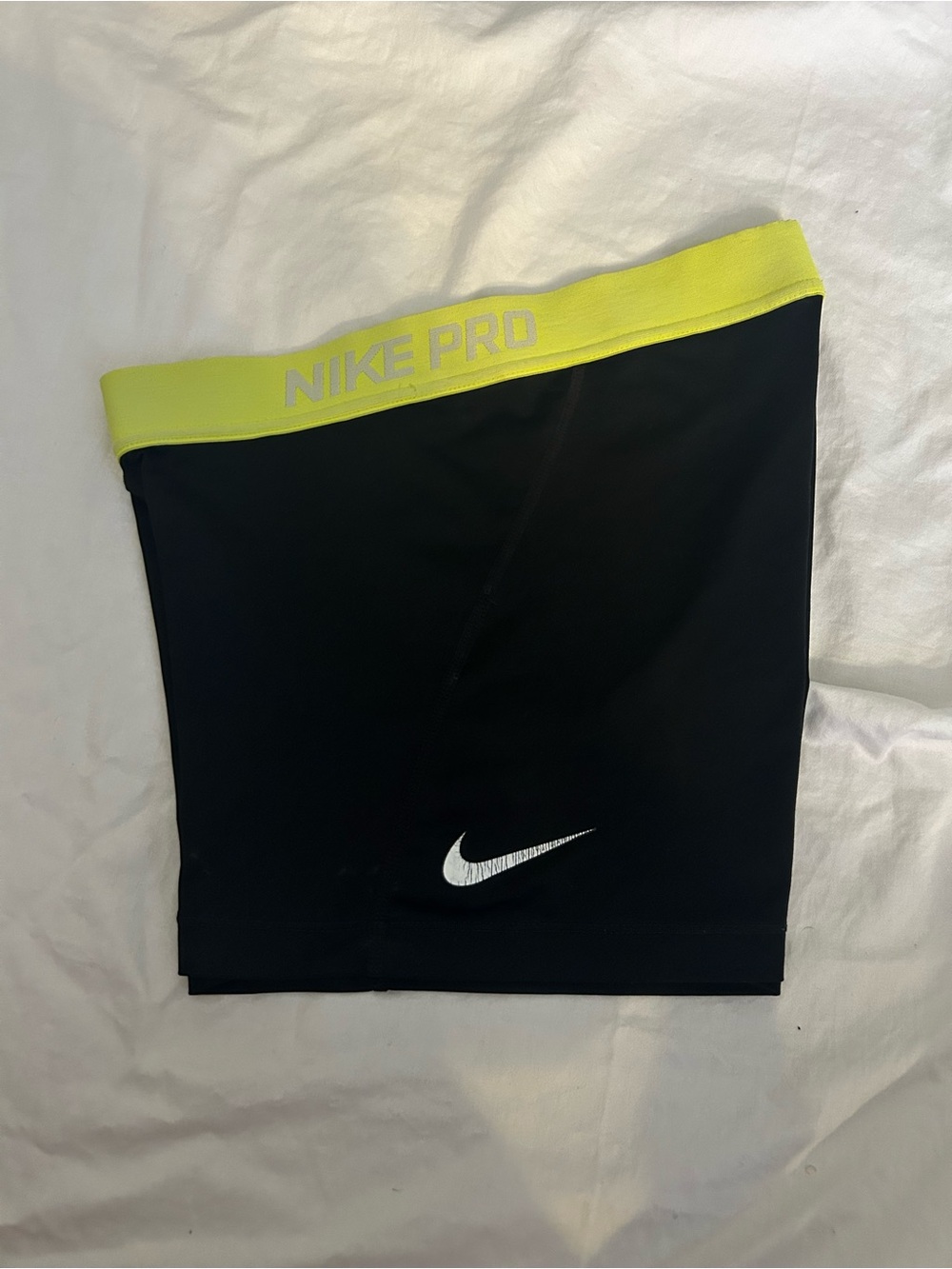 Nike Pro Black Compression Shorts with Yellow Waistband